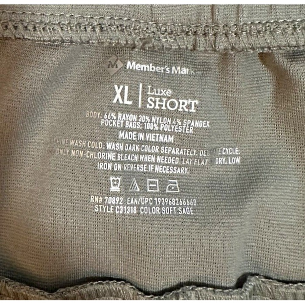 Member's Mark Men's Green Luxe Shorts XL Stretch Drawstring Zip Pocket Solid - Picture 2 of 9
